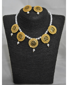 Pearl Gold-plated Plated Brass Necklace Set